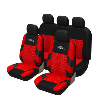 Autoyouth Car Seat Covers Full Set, Front Bucket Seat Covers With Split Bench Back Seat Covers For Cars For Women Full Set Seat Protectors - 9Pcs,Red