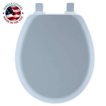 MAYFAIR 841EC 034 Cameron Toilet Seat will Never Loosen and Easily Remove, ROUND, Durable Enameled Wood, ROUND, Sky Blue