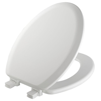 MAYFAIR 1841EC 000 Cameron Toilet Seat will Never Loosen and Easily Remove, ELONGATED, Durable Enameled Wood, White