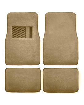 Fh Group (Fh Group International) Car Floor Mat 4 Piece Set Driver'S Seat With Heel Pad Deluxe Front 66 X 43 Cm Rear 32 X 43 Cm [Regular Japanese Imported Product] Beige