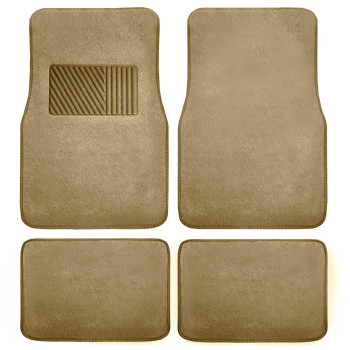 Fh Group (Fh Group International) Car Floor Mat 4 Piece Set Driver'S Seat With Heel Pad Deluxe Front 66 X 43 Cm Rear 32 X 43 Cm [Regular Japanese Imported Product] Beige