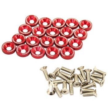 Jdmspeed 20 Pcs Red Cnc Billet Aluminum Fender Washer Engine Bay Dress Up Kit