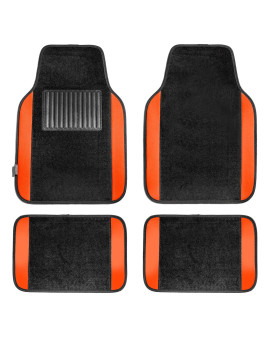 Fh Group Car Floor Mats - Carpet Floor Mats For Cars, Universal Fit Automotive Floor Mats, All Purpose Car Floor Mats, Carpet Protector Mat For Most Sedan, Suv, Truck Floor Mats Orange