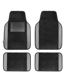 Fh Group Universal Fit Premium Carpet Automotive Floor Mats Fits Most Cars, Suvs, And Trucks With Driver Heel Pad, Full Set Gray