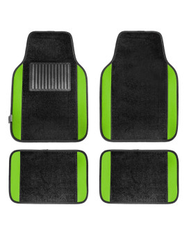 Fh Group Universal Fit Premium Carpet Automotive Floor Mats Fits Most Cars, Suvs, And Trucks With Driver Heel Pad, Full Set Green