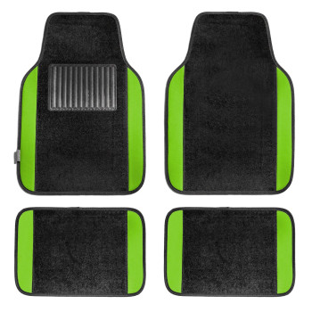 Fh Group Universal Fit Premium Carpet Automotive Floor Mats Fits Most Cars, Suvs, And Trucks With Driver Heel Pad, Full Set Green