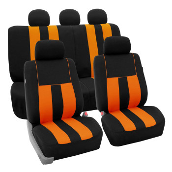 Fh Group Car Seat Covers Full Set Cloth - Universal Fit, Automotive Seat Covers, Low Back Front Seat Covers, Airbag Compatible, Split Bench Rear Seat, Car Seat Cover For Suv, Sedan, Van Orange