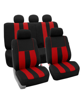 Fh Group Car Seat Covers Full Set Red Cloth - Universal Fit, Automotive Seat Covers, Low Back Front Seat Covers, Airbag Compatible, Split Bench Rear Seat, Car Seat Cover For Suv, Sedan, Van