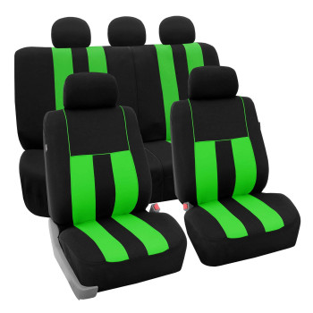 Fh Group Car Seat Covers Full Set Cloth - Universal Fit, Automotive Seat Covers, Low Back Front Seat Covers, Airbag Compatible, Split Bench Rear Seat, Washable Car Seat Cover For Suv, Sedan, Van Green