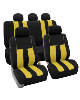 Fh Group Car Seat Covers Full Set Yellow Cloth - Universal Fit, Automotive Seat Covers, Low Back Front Seat Covers, Airbag Compatible, Split Bench Rear Seat, Car Seat Cover For Suv, Sedan, Van