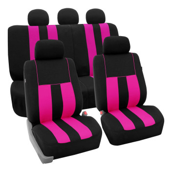 Fh Group Car Seat Covers Full Set Pink Cloth - Universal Fit, Automotive Seat Covers, Low Back Front Seat Covers, Airbag Compatible, Split Bench Rear Seat, Car Seat Cover For Suv, Sedan, Van