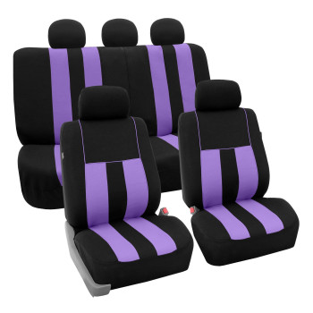 Fh Group Car Seat Covers Full Set Cloth - Universal Fit, Automotive Seat Covers, Low Back Front Seat Covers, Airbag Compatible, Split Bench Rear Seat, Car Seat Cover For Suv, Sedan, Van Purple