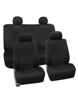 Fh Group Car Seat Covers Full Set Black Neoprene - Universal Fit Waterproof Automotive Seat Covers, Low Back Front Seat Covers, Solid Back Seat Cover, Washable Car Seat Cover For Suv, Sedan And Van