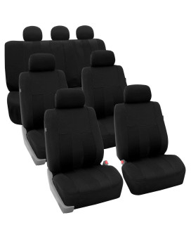 Fh Group Three Row Striking Striped Full Set Car Seat Covers, Airbag Compatible Split Ready - Universal Fit For Cars Trucks Suvs (Black) Fb036217