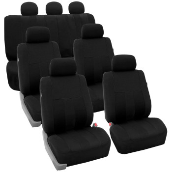 Fh Group Three Row Striking Striped Full Set Car Seat Covers, Airbag Compatible Split Ready - Universal Fit For Cars Trucks Suvs (Black) Fb036217