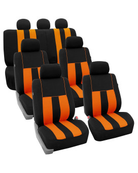 Fh Group Three Row Striking Striped Full Set Car Seat Covers, Airbag Compatible Split Ready - Universal Fit For Cars Trucks Suvs (Orange) Fb036217