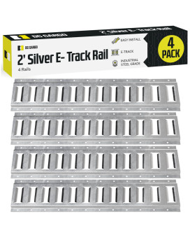 Four 2 E-Track Tie-Down Rail, Hot-Dipped Galvanized Steel E-Track Tie-Downs 2 Horizontal E-Tracks, Pack Of 4 Bolt-On Tie-Down Rails For Cargo On Pickups, Trucks, Trailers, Vans