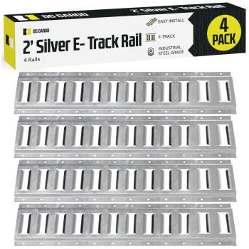 Four 2 E-Track Tie-Down Rail, Hot-Dipped Galvanized Steel E-Track Tie-Downs 2 Horizontal E-Tracks, Pack Of 4 Bolt-On Tie-Down Rails For Cargo On Pickups, Trucks, Trailers, Vans