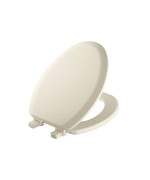 MAYFAIR 141EC 346 Cameron Toilet Seat will Never Loosen and Easily Remove, ELONGATED, Durable Enameled Wood, Biscuit/Linen