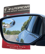 New Blind Spot Mirrors Can be Installed Adjustable or Fixed. Car Mirror for Blind Side / Door Mirrors by Utopicar Car Accessories | Wide Angle Rear View Mirrors [Frameless Design] (2 pack)