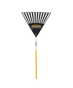 True Temper 2914912 Clog Free Poly Leaf Rake With 48 In. Hardwood Handle With Cushion Grip, 24 Inch, Brown