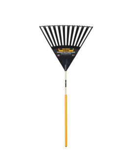 True Temper 2914912 Clog Free Poly Leaf Rake With 48 In. Hardwood Handle With Cushion Grip, 24 Inch, Brown