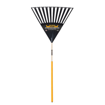 True Temper 2914912 Clog Free Poly Leaf Rake With 48 In. Hardwood Handle With Cushion Grip, 24 Inch, Brown