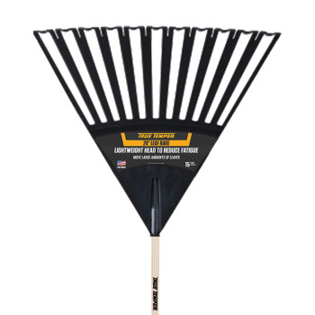 True Temper 2914912 Clog Free Poly Leaf Rake With 48 In. Hardwood Handle With Cushion Grip, 24 Inch, Brown