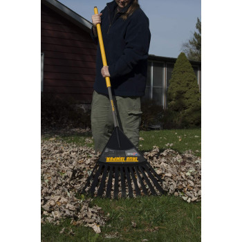 True Temper 2914912 Clog Free Poly Leaf Rake With 48 In. Hardwood Handle With Cushion Grip, 24 Inch, Brown