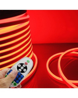 Led Neon Light, Iekova Ac 110-120V Flexible Led Neon Strip Lights, 120 Ledsm, Waterproof 2835 Smd Led Rope Light Controller Power Cord For Home Decoration (164Ft5M, Red)