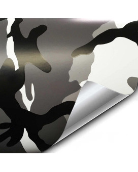 Vvivid Vinyl Camouflage Pattern Wrap Air-Release Adhesive Film Sheets (7Ft X 5Ft, Snow Camouflage)