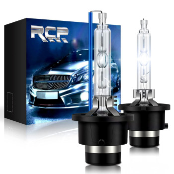 RCP - D2S8 - (A Pair) D2S/ D2R 8000K Xenon HID Replacement Bulb Ice Blue Metal Stents Base 12V Car Headlight Lamps Head Lights 35W