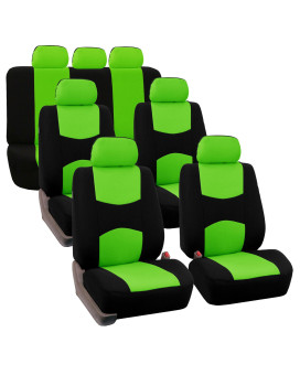 Fh Group Flat Cloth Full Set Car Seat Covers Three Row 7 Passenger Set - Universal Fit For Cars, Trucks Suvs (Green) Fb050217