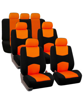 Fh Group Flat Cloth Full Set Car Seat Covers Three Row 7 Passenger Set - Universal Fit For Cars, Trucks Suvs (Orange) Fb050217