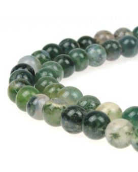 Mjdcb Natural Moss Agate Round Crystal Energy Stone Beads Healing Power For Jewelry Making (8Mm)