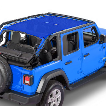 Alien Sunshade Jeep Wrangler Jku (2007-2018) - Full Length Mesh Sun Shade For Jeep Jk Unlimited - Blocks Uv, Wind, Noise - Bikini Jkini Top Cover For Sport, Sport S, Sahara, Rubicon (Blue)