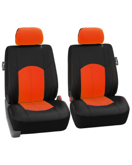 Fh Group Car Seat Covers Highest Grade Faux Leather Seat Covers Airbag Compatible Orange Automotive Seat Cover Front Seats Only With Gift Universal Fit Interior Accessories For Cars Trucks And Suvs