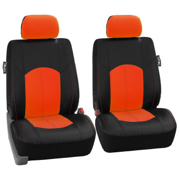 Fh Group Car Seat Covers Highest Grade Faux Leather Seat Covers Airbag Compatible Orange Automotive Seat Cover Front Seats Only With Gift Universal Fit Interior Accessories For Cars Trucks And Suvs