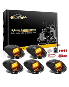 Partsam 5X Amber 24 Led Smoke Cab Roof Running Top Marker Lights 264146Bk Assembly Wire Harness Replacement For 1500 2500 3500 4500 5500 2003-2018 Pickup Trucks