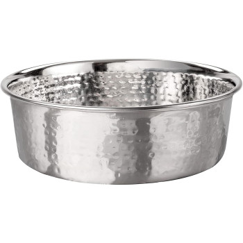 Neater Pet Brands Hammered Decorative Designer Bowls - Luxury Style Premium Dog And Cat Dishes (Large, Stainless)