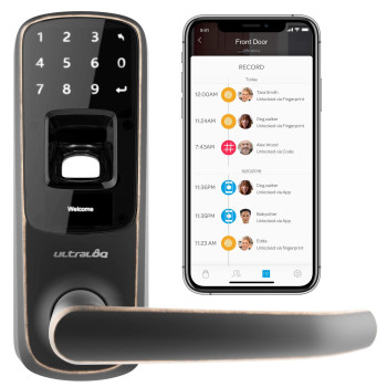 ULTRALOQ UL3 BT AB UL3 BT Bluetooth Enabled Fingerprint and Touchscreen Keyless Smart Door Lock (Aged Bronze)