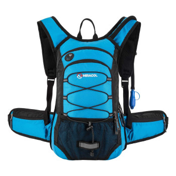 Hydration Pack Hiking Water Backpack - Miracol Hiking Backpack With 2L Bladder - Insulated Lightweight Hydration Backpack Blue