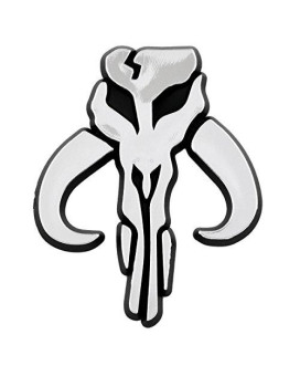 Sw Mandalorian Skull Plastic Auto Emblem - [Silver][3 X 2 1/2]