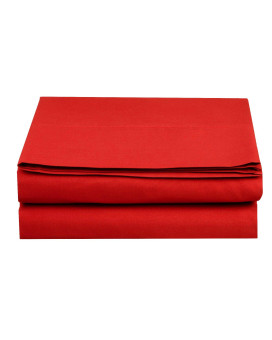 Luxury Flat Sheet On carkartElegant Comfort Wrinkle-Free 1500 Thread Count Egyptian Quality 1-Piece Flat Sheet, California King Size, Red