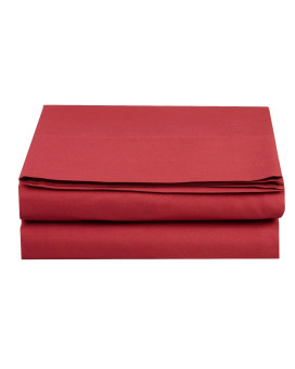 Luxury Flat Sheet On carkartElegant Comfort Wrinkle-Free 1500 Thread Count Egyptian Quality 1-Piece Flat Sheet, Full Size, Burgundy