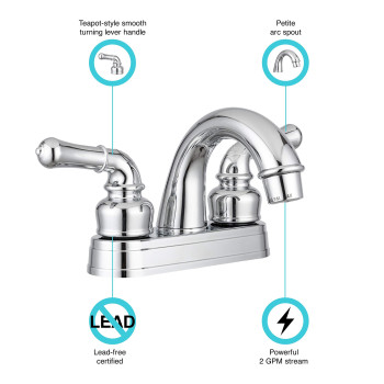 Dura Faucet DF-PL620C-CP RV Bathroom Sink Faucet - Smooth Turning 2-Lever (Chrome)