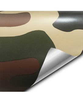 Vvivid Vinyl Camouflage Pattern Wrap Air-Release Adhesive Film Sheets (1Ft X 5Ft, Woodland Camo)