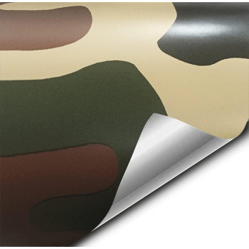 Vvivid Vinyl Camouflage Pattern Wrap Air-Release Adhesive Film Sheets (1Ft X 5Ft, Woodland Camo)