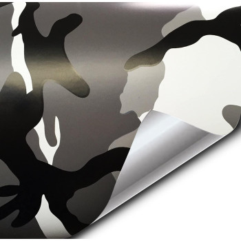 Vvivid Vinyl Camouflage Pattern Wrap Air-Release Adhesive Film Sheets (10Ft X 5Ft, Snow Camouflage)