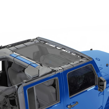 Alien Sunshade Jeep Wrangler Jk & Jku (2007-2018) - Front Mesh Sun Shade For Jeep Jk Unlimited - Blocks Uv, Wind, Noise - Bikini Jkini Top Cover For Sport, Sport S, Sahara, Rubicon (Gray)